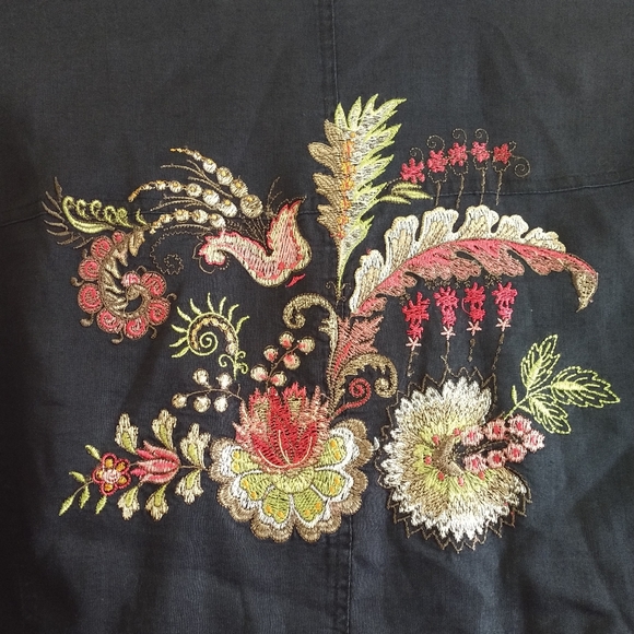 NY CITY DESIGN Sz 2X Ramie Embroidery Shirt Jacket - Picture 4 of 14